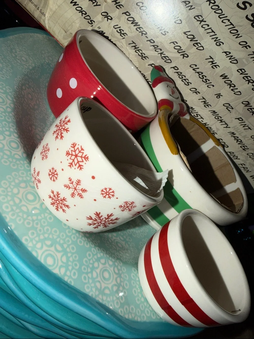 Holiday Time Red, White and Green Snowman Measuring Cup Set